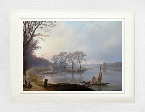 1art1 Johan Christian Dahl Poster Aussicht Auf Dresden Von Pieschen Aus Gesehen Im Morgendunst, 1844 Gerahmtes Bild Mit Edlem Passepartout | Wand-Bilder | Im Bilderrahmen 40x30 cm