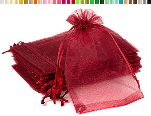 Creativery 10 Stück Organzasäckchen 13x18 cm Weinrot Bordeaux