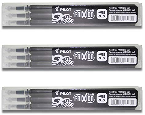 PILOT Pen - Ersatzmine Frixion Clicker, Stärke 0,5mm (3X Schwarz)