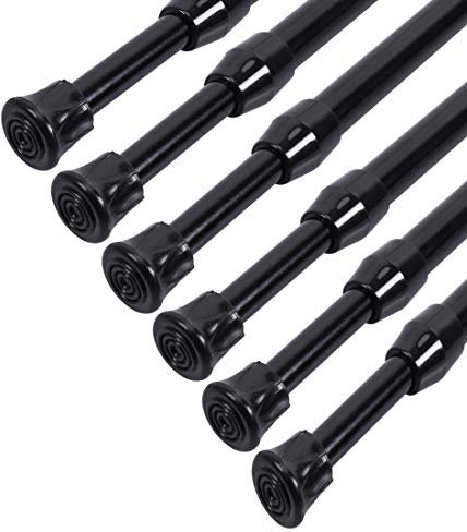 Ginbel Direct 6 Stück kleine Spann-Gardinenstange, 71,1 - 121,9 cm, kurze, verstellbare, ausziehbare, federbelastete Stangen für Fenster, Schränke, Jalousien, Schrank, Schlafzimmer, Küche, Badezimmer,