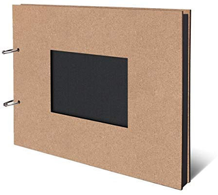 Fotoalbum HDF-Cover A4 quer 302x215mm Scrapbook schwarzer Fotokarton (25 Blatt | 50 Seiten) - Rechteck