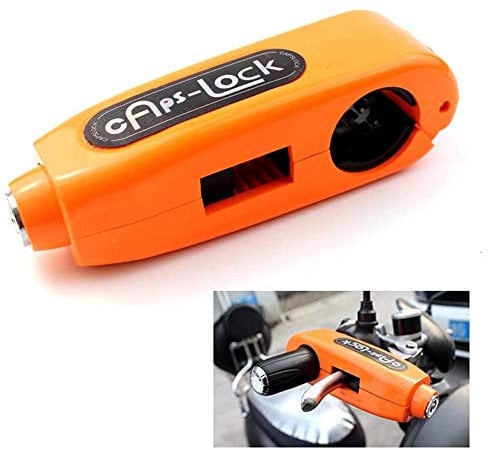 WXQY Lenker Bremshebel Schloss, Motorrad Lenkerschloss, Aluminium Alloy Motorrad Lenker Bremshebelschloss für Roller und Geländefahrzeuge Orange