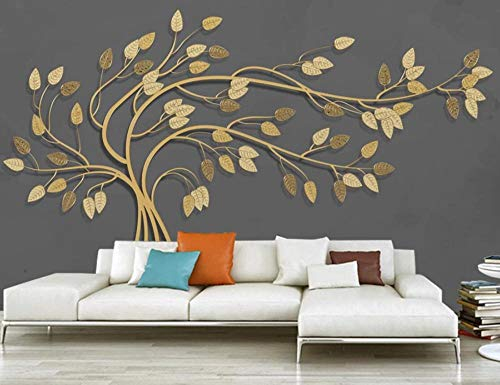 ZXCHEE Fototapete Goldene Blätter Des Abstrakten Baumes 430x310cm Tapete Kinderzimmer Vliestapete Wohnzimmer Schlafzimmer Wandtapete Deco