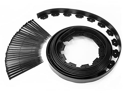 IDMarket - Bordurette de Jardin Flexible 8 M Noire Hauteur 12 cm + 24 piquets