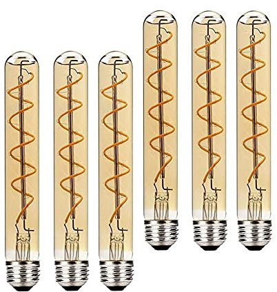 Vintage BAISHICHENG 6 Packungen T30 225mm Lange Röhren LED Lampe Edison Retro Dekorative Röhren Glühbirnen 4W(40W Halogenlampe Ersetzen) E27 Filament LED Lampen Warmweiß 2700K AC220-240V