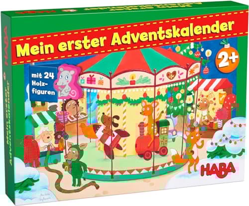 HABA Adventskalender - Auf dem Weihnachtsmarkt - 24 liebevoll gestaltete Holzfiguren mit 3-D-Spielkulisse - für Kinder ab 2 Jahren