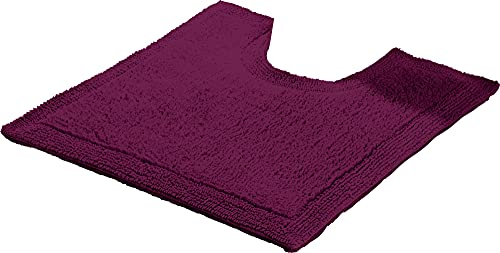 Erwin Müller WC-Umrandung, WC-Vorlage, WC-Matte mit Ausschnitt Uni Serie Stuttgart - extra dick, Wende-Design, 100% Baumwolle - Größe 60x60 cm Beere