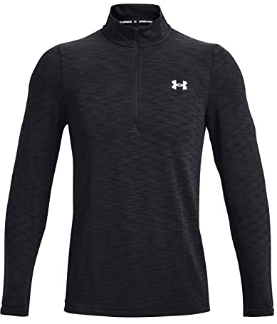 Under Armour Men's UA Seamless 1/2 Zip Long Sleeve Top Shirt (Medium, Black/White-001)