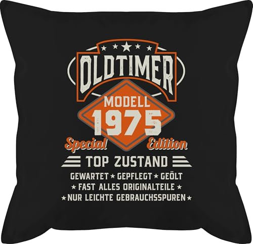 Shirtracer Kissen 50x50-50. Geburtstag - Oldtimer Modell 1975-50 x 50 cm - Schwarz - Geschenk für einen 50.jährigen jährigen 50th (50) 50igster 1974 Geschenke jährige 50ger Motto 50sten fünfzigster