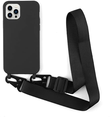 Leather Armor Handykette Hülle für iPhone 11 Pro(5.8) mit Band Halsband Lanyard (abnehmbar) Handyhülle,Handyhülle mit Verstellbarer Lanyard,Stoßfest Silikonhülle Handykette Handyhülle .-Schwarz