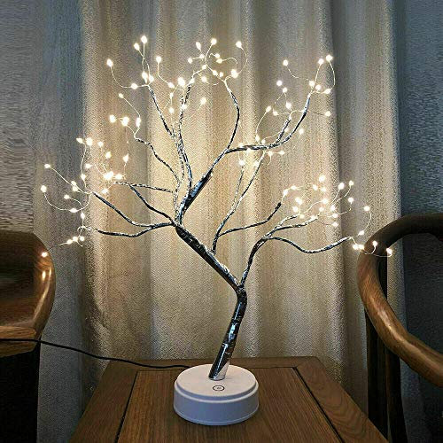 Christmas Tree with Light, 20'' Twig Tree Lamp Battery/USB Operated,LED Mini Tree Light for Christmas Festival Desktop Home Decoration (White Light)