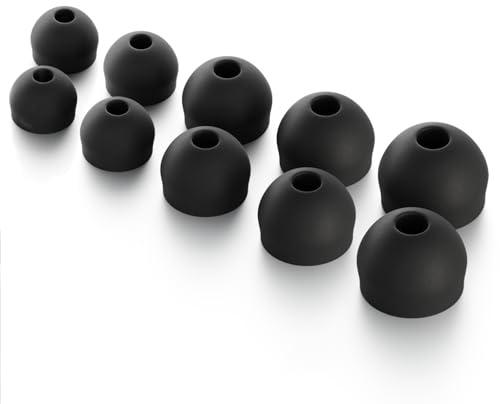 CURVD Ohrstöpsel-Ersatz-Set, 4 Paar XS/S/M/L, Geräuschreduzierung, weiche, flexible Silikon-Ohrstöpsel für Ohrstöpsel, Kopfhörer und Ohrstöpsel (schwarz)