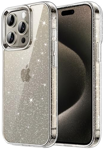 JETech Glitter Case for iPhone 15 Pro Max 6.7-Inch, Bling Sparkle Shockproof Phone Bumper Cover, Cute Sparkly for Women and Girls (Clear)