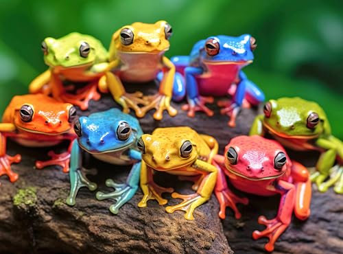 Cross & Glory - Rainbow Ribbit: Frog Ensemble - 1000 Piece Jigsaw Puzzle for Adults | Vibrant Puzzle | Premium Quality | Unique Artwork