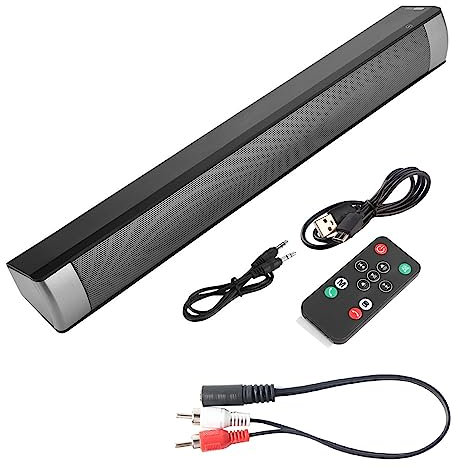 Portable Soundbar for TV/PC, Bluetooth 5.0 Subwoofer Sound Bar with Dual 5W Stereo Speaker Support Hands Free Call, Memory Card & AUX Mode, Remote Controlling