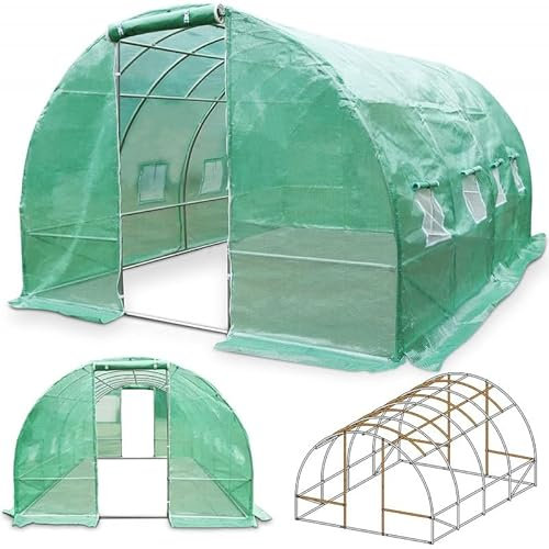 BB Loisir Serre Tunnel de Jardin 3x6m en Aluminium Stable Serre avec ancrage au Sol Porte et fenêtres enroulables pour Jardin