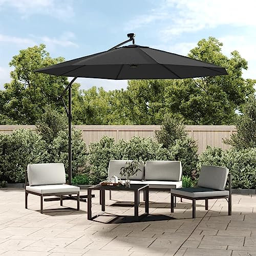 Homgoday Ampelschirm mit Aluminium-Mast Sonnenschirm Balkonschirm Strandschirm Gartenschirm Terrassenschirm Sonnenschutz UV-Schutz für Garten Terrasse 300 cm Anthrazit