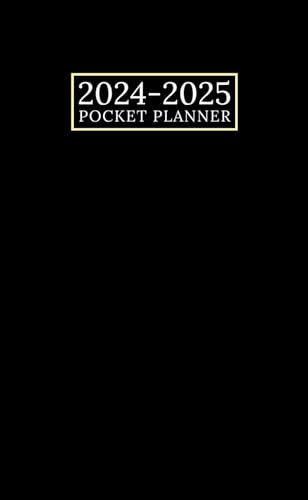 Pocket Planner 2024-2025: 2 year Pocket Calendar January 2024 to December 2025, Small Size (Black Cover)