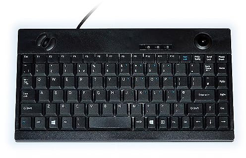 Mini Keyboard Black USB with Built in Trackball and Scroll Wheel