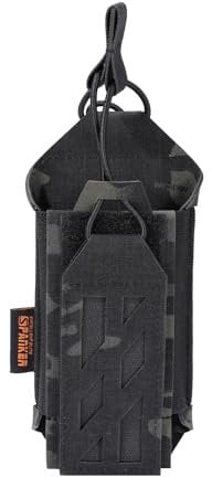EXCELLENT ELITE SPANKER Tactical Molle Radio Pouch Nylon Adjustable Walkie Talkie with Elastic Cord Radio Holster for Police Security Rescue(MCB)