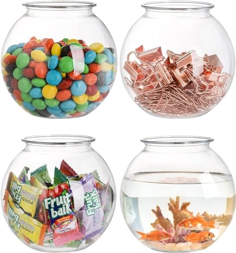Lyfelights Mini Cocktail Fish Bowl 4 Pack, Pint Size, 110 Diameter. Plastic Cocktail Bowls Great for Parties, Weddings, Craft, Home or as a Gift. Cocktail Punch Bowl for Any Occasion.
