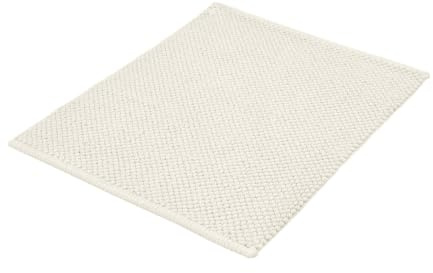Kleine Wolke Badteppich PUNTO Weiß 50 x 60 cm | OEKO-TEX zertifiziert, rutschhemmende Unterseite, für Fußbodenheizung, maschinenwaschbar, 100% Baumwolle