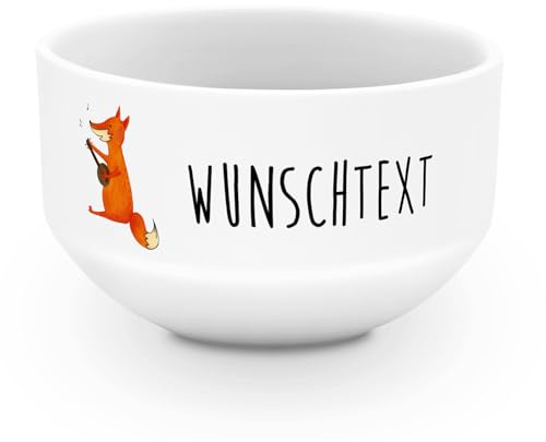 Mr. & Mrs. Panda Personalisierte Schüssel Fuchs Gitarre - Geschenke, personalisiert, Singen, Musik, Müslischüssel, Suppenschüssel, Optimistisch, Müslischale, Porzellanschale mit Namen, Musiker, Füchse