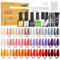 44Pcs Pintauñas Semipermanentes, 36 Color Esmalte Semipermanente + 2 Base + 1 Top Coat Brillante + 1 Mate + 3 Negro, Rojo, Blanco Gel de Arte Lineal + 1 Tira Magnética de Ojo de Gato, 8ml