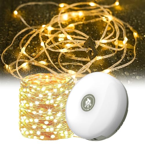 Dhqkqg Camping Lichterkette Aufrollbar, 10m Camping Lichterkette, USB Wiederaufladbare Campinglampe, Wasserdichte Tragbare Verstaubare Lichterkette für Den Außenbereich, Camping, Garten, Warmes Licht
