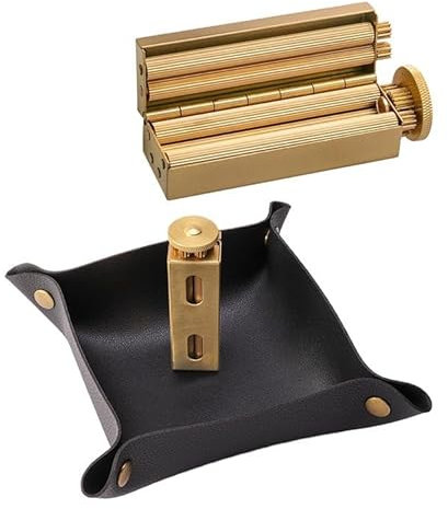 XIAOQR Rouleau à Cigarettes Vintage, Rouleau à Cigarettes en Laiton, Machine à Rouler Les Cigarettes en cuivre Pur Fait à la Main, Prend en Charge Le Papier à Cigarettes de 70 mm,Noir,Set