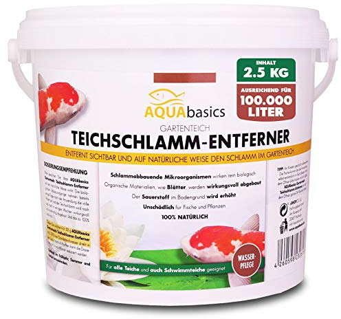 AQUAbasics Gartenteich Teichschlamm-Entferner baut im Teich Schlamm, Mulm und organische Stoffe (Blätter) natürlich ab, Größe:2.5 kg