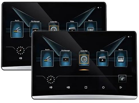 PLABNK 2PCS 13.3-inch Car TV Headrest Display,4+64G Android12.0 4K 1080P Touch Screen, Android Car Universal Rear Seat Headrest Display,Silver