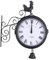 Lilyeriy Vintage Wanduhr Doppelseitige Bahnhofsuhr Schmiedeeisern Retro Schwarz 30 x 9 x 37cm/11.8 x 3.5 x 14.56in Batterie-Betrieb Wanduhren Retro deko