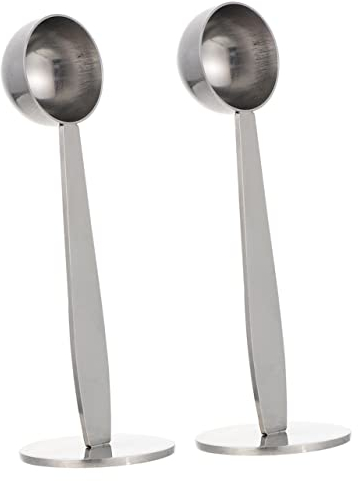 Homoyoyo 2 Piezas Cuchara Dosificadora Para Martillo De Maquina De Expreso Manipulación De Granos De Cafetera Express Casera Cuchara De Te Acero Inoxidable 2 En 1 Juego De