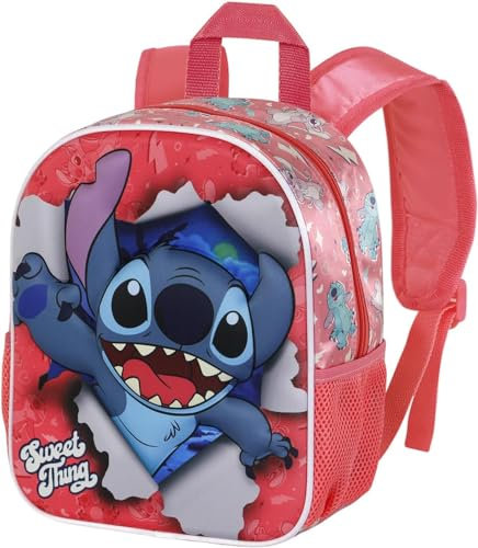 Clondo 3D Kindergartenrucksack für Kinder, Für Stitch Fan, Freizeitrucksack für Mädchen, Kindergarten, 31 cm, Reisen, Geschenk, Rucksack