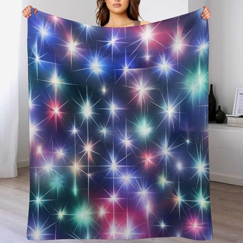 Kuscheldecke Stern Flauschige Plüsch BettDecke, Extra Weich & Warm, Wohndecke Flannel Fleecedecke Als Sofadecke & Couchdecke（130×150cm）