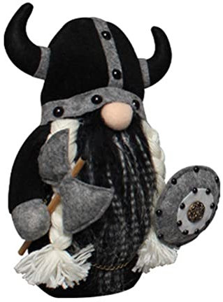Viking Gladiator Gnom Puppe, Gesichtslose Gnom Plüsch Puppe, Ritter Zwerg Viking Gladiator Figur Tisch Ornamente Dekoration, 26 * 21 * 10 cm (Schwarz)