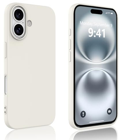 Garegce Case Compatible with iPhone 16 Silicone Soft Ultra Slim Shockproof Bumper Anti-Yellowing Cover Anti-Fingerprint with Microfiber Lining- White