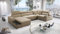 All4All Ecksofa mit Schlaffunktion Porte 358 cm x 205 cm - Wohnlandschaft U-Form - Schlafsofa mit Bettkasten - XXL Sofa - Groß - Gewebe - Beige - Linke Seite - Modern 26