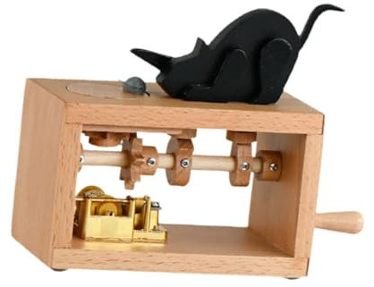 Perfeclan Spieluhr mit Handkurbel, originelle, einzigartige Dekoration zum Sammeln, hölzerne Spieluhr für Freunde, Katze