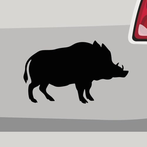 Aufkleber - Wildschwein Kontur Jagd Sau - Sticker, Folienaukleber für Auto, Motorrad, Fahrrad, Laptop, LKW (10x6cm | Weiß)