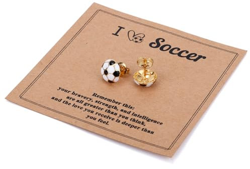 Mikovivi Fußball-Ohrringe, Edelstahl, Kugel-Design, Sportball-Ohrringe, Schmuckgeschenke für Fußballfans