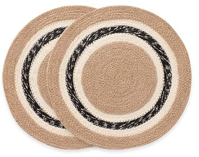 Tischsets, rund, Jute, natürlich, handgefertigt, 38 x 38 cm, 2 Stück