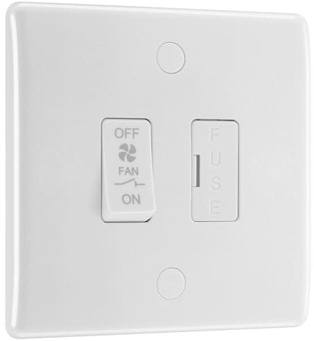 BG Electrical Triple Pole Fused Fan Isolator Switch, 10A, Rond Edges, White Moulded, 815F-01