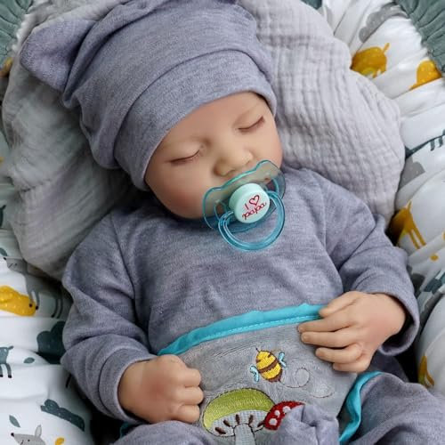Scnbom 19zoll 48cm Puppen Reborn Babys mädchen vollsilikon lebensechte babypuppen wie echtes Toddler Junge