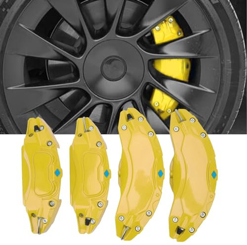 SustVita Selections Y Caliper Covers Set of 4, Aluminium Alloy Brake Caliper Guard Protector for 19in 20in Wheel Hub (Yellow)