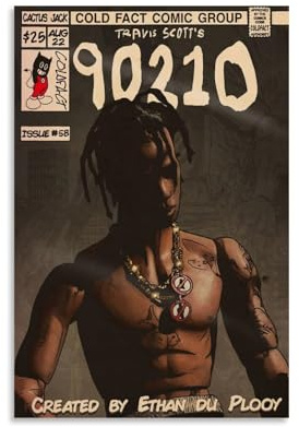 Kobueo Travis Poster Scott Music Rapper Singer Vintage Für Zimmer, Ästhetische Leinwand-Wandkunst, Schlafzimmer-Dekor Poster 12x18inch(30x45cm)