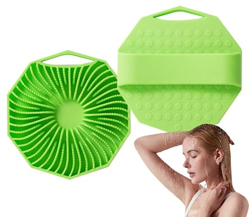 Bath Scrubber for Body, Silicone Loofah Brush, 2-Piece Soft Massage Cleaning Set, Durable Non-Slip Handle, Gentle Deep Cleansing, Bathroom Accessories for Men Women