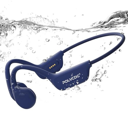POLVCDG Cuffie da nuoto, IP68, impermeabili, a conduzione ossea, 32 GB di memoria, cuffie aperte con microfono, auricolari Bluetooth wireless per sport subacquei, per allenamento, corsa, ciclismo
