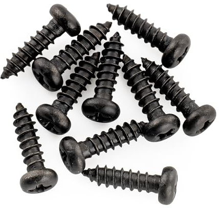 Musiclily Ultra 2,5x9mm Halsstababdeckungs Schrauben Schwarz 10er Set | Edelstahl, Pan Kopf,für USA LP Style E-Gitarre